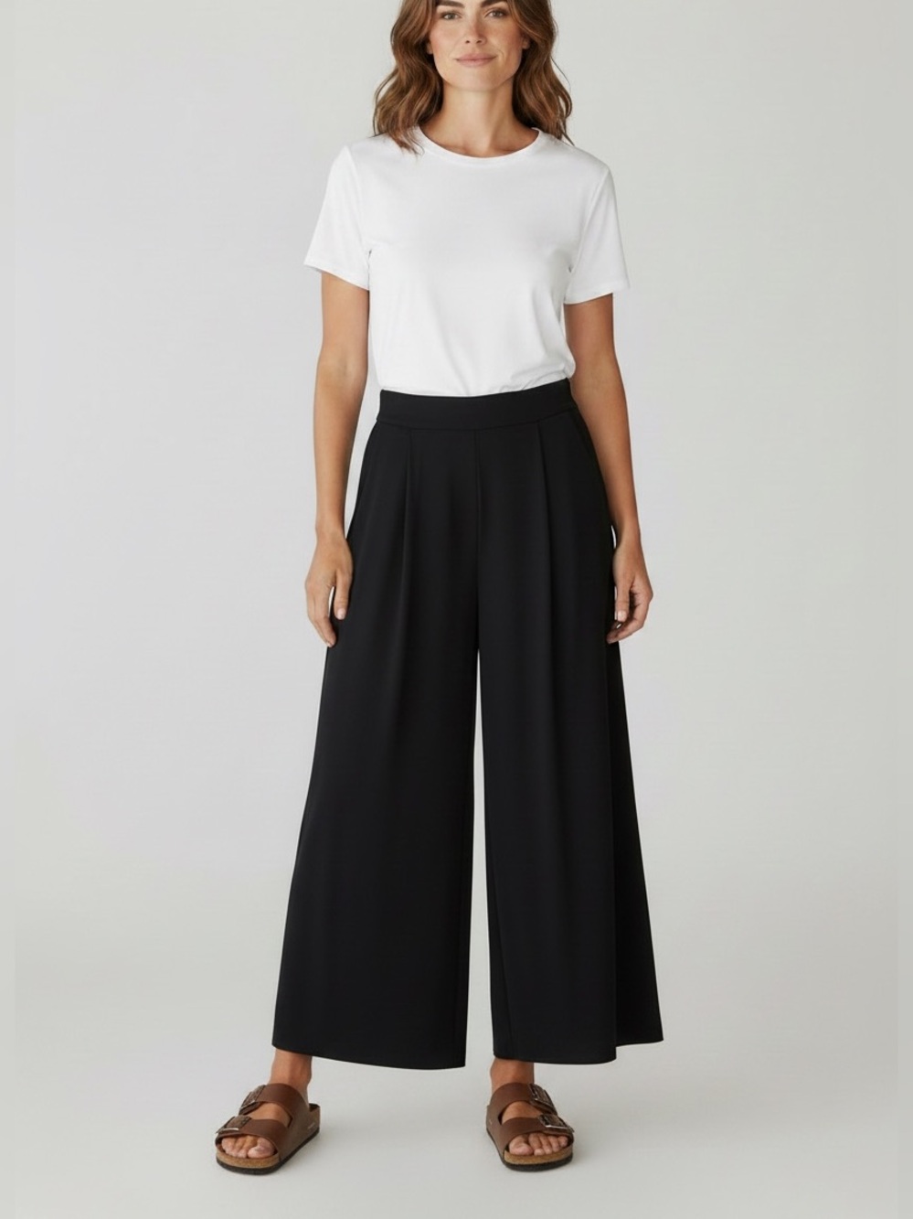 VTG CHRISTIAN DIOR Black Wide-Leg Palazzo Trousers 26” Waist goucho coulottes